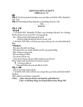 Kiểm tra môn lịch sử 8 thời gian 15 phút